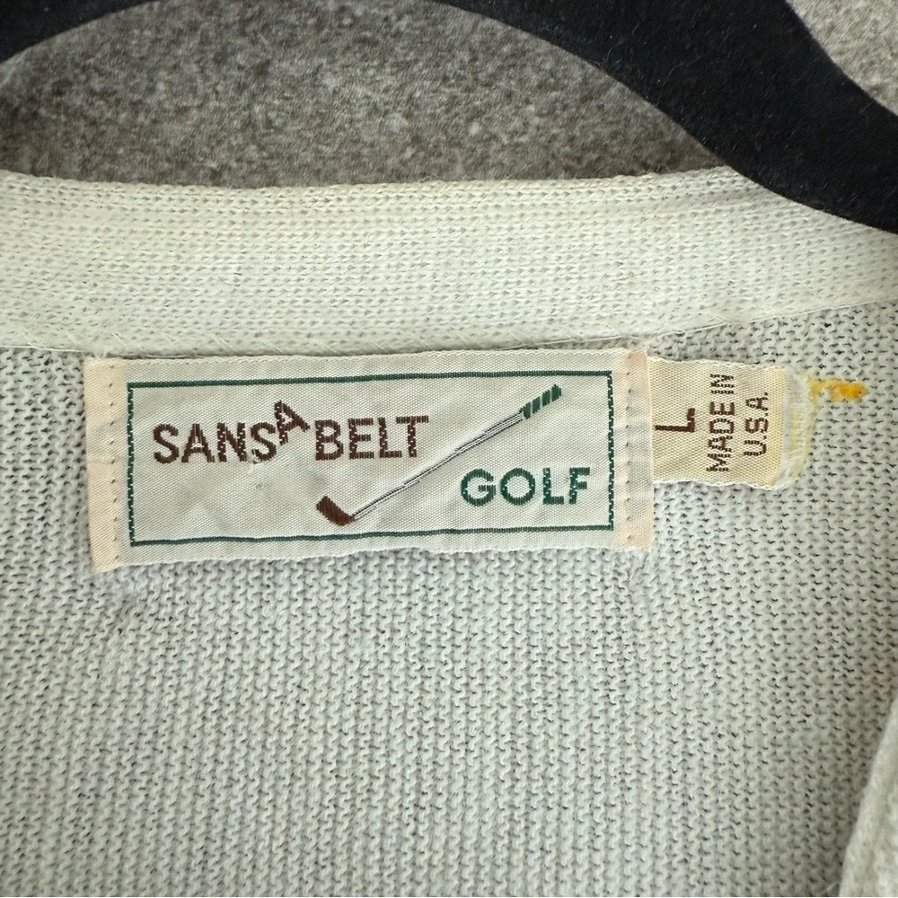Vintage 70s Sandbelt Golf Cardigan Vertical Stripes Button Down Cardigan Size L